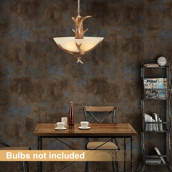 Vintage Antler Chandelier – Rustic Faux Deer Horn Ceiling Pendant Light