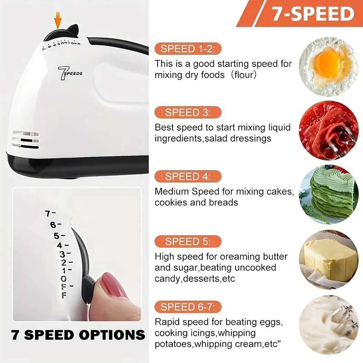 Mini 7-Speed Handheld Electric Egg Beater