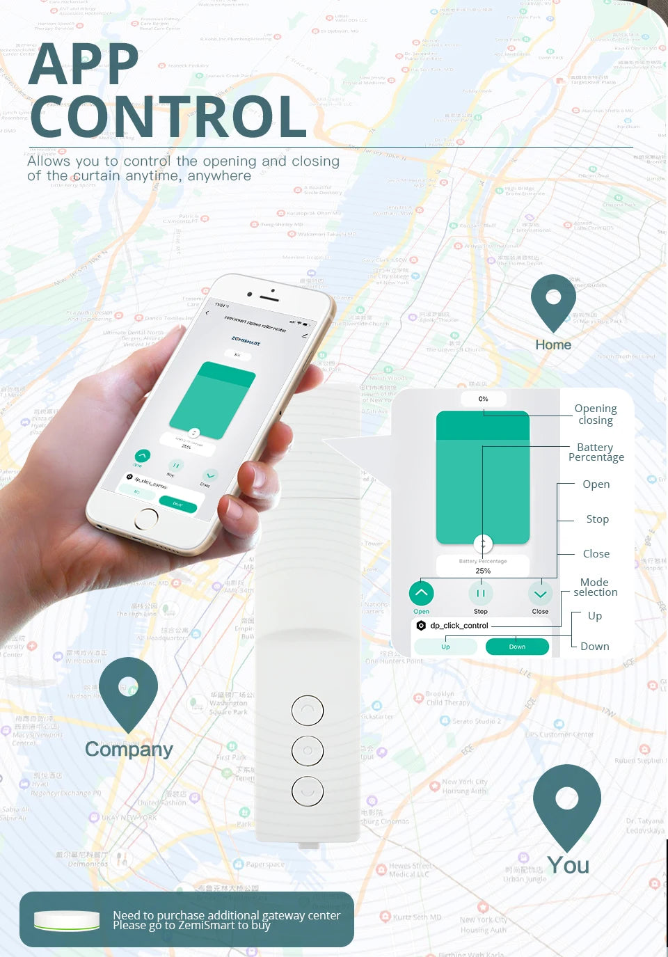 Zemismart Zigbee Smart Roller Shade Motor – Battery Powered