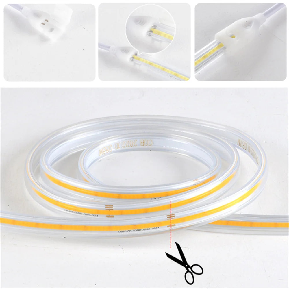 220V COB Waterproof LED Strip Lights