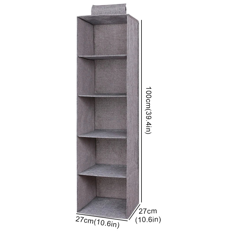 Cotton Linen Hanging Wardrobe Organizer – Collapsible Storage Shelf