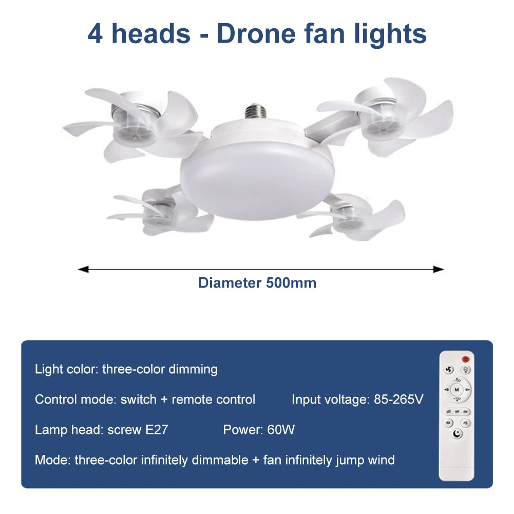 Drone Ceiling Fan with LED Lantern