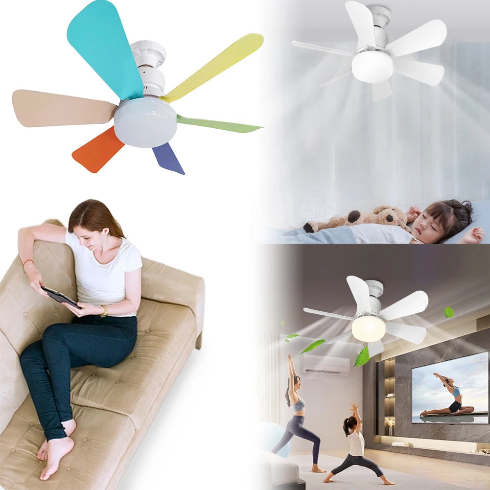 Small Ceiling Fan with Light & Remote