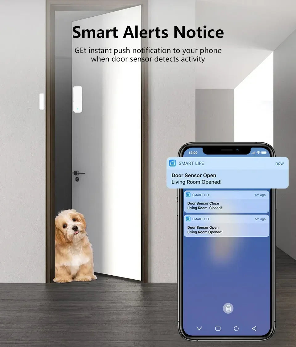 Tuya WiFi/ZigBee Smart Door & Window Sensor – Open/Close Detector
