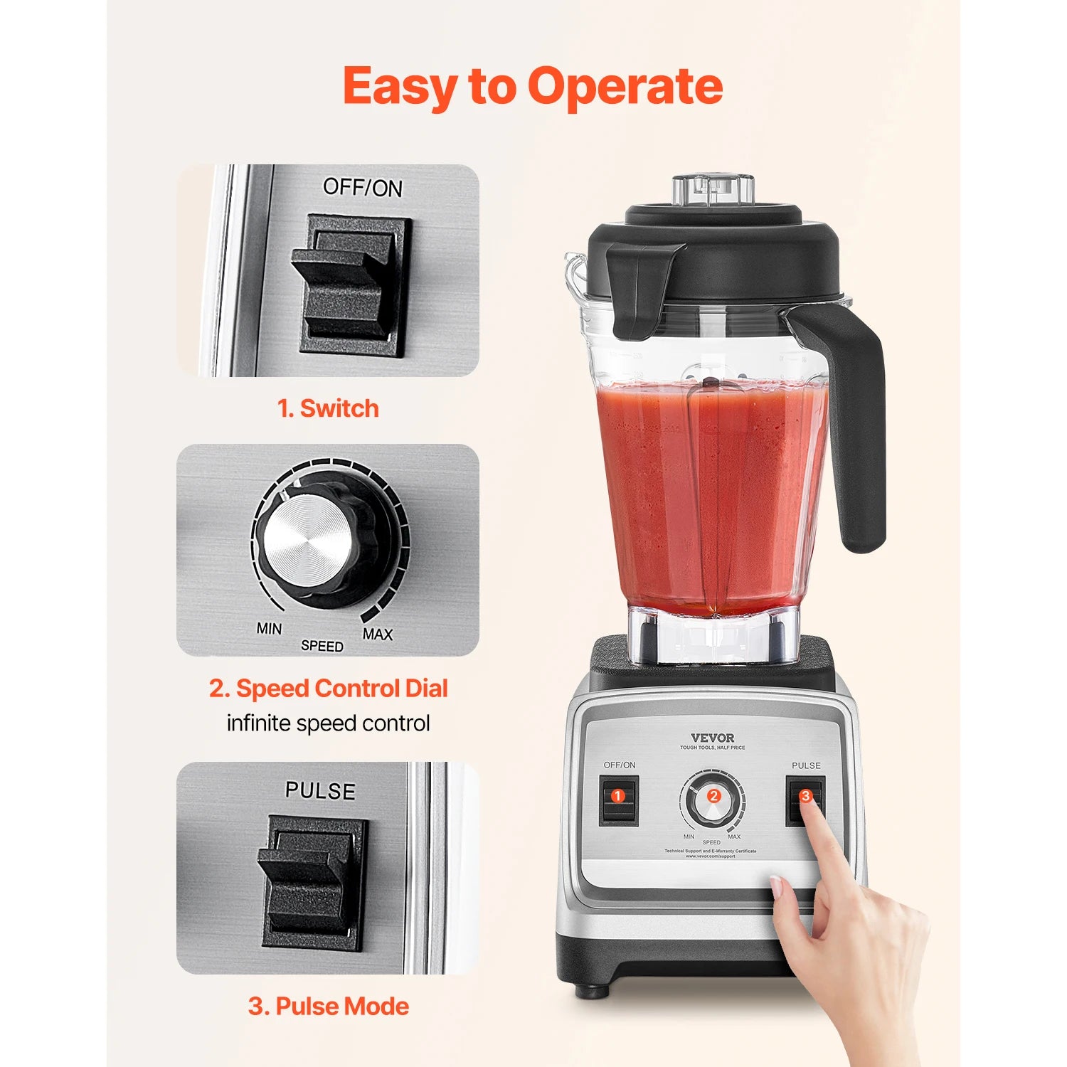 VEVOR 1400W Professional Smoothie Blender