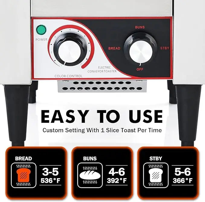 Commercial Conveyor Toaster 150 Slices/H Stainless Steel