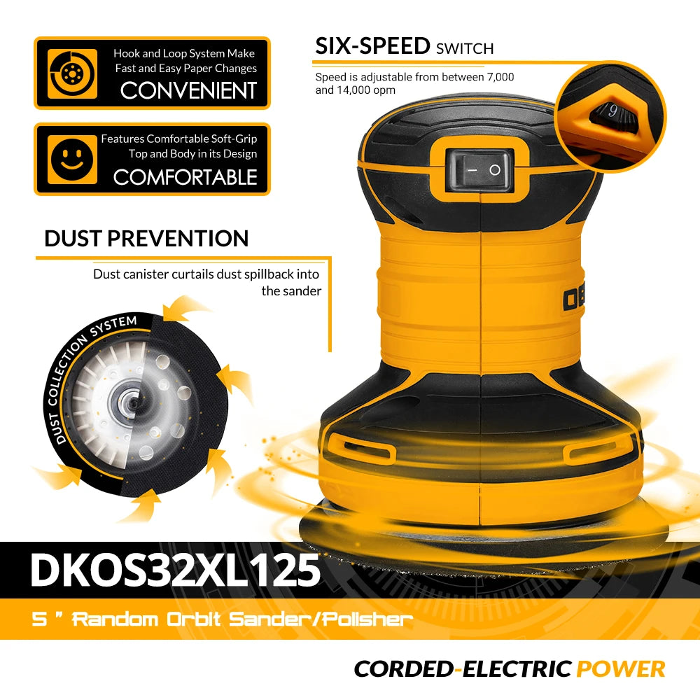 DEKO DKOS32XL125 320 W Random‑Orbit Sander