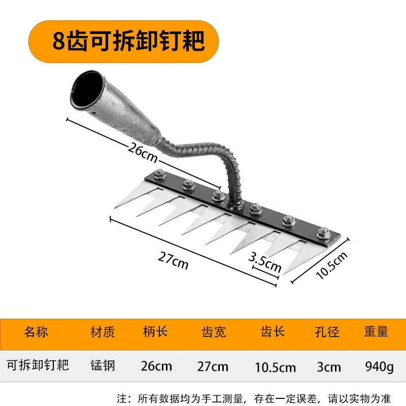 Carbon Steel Garden Hand Rake (5–8 Teeth)