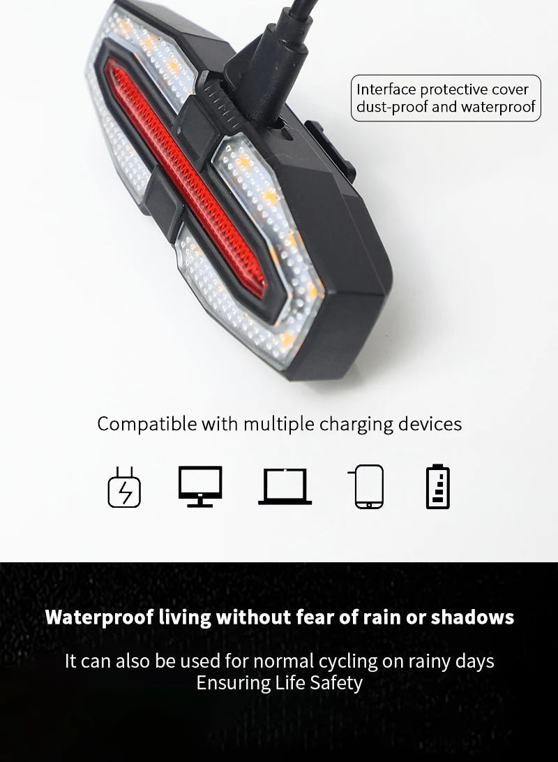 USB Rechargeable Wireless Bike Turn Signals