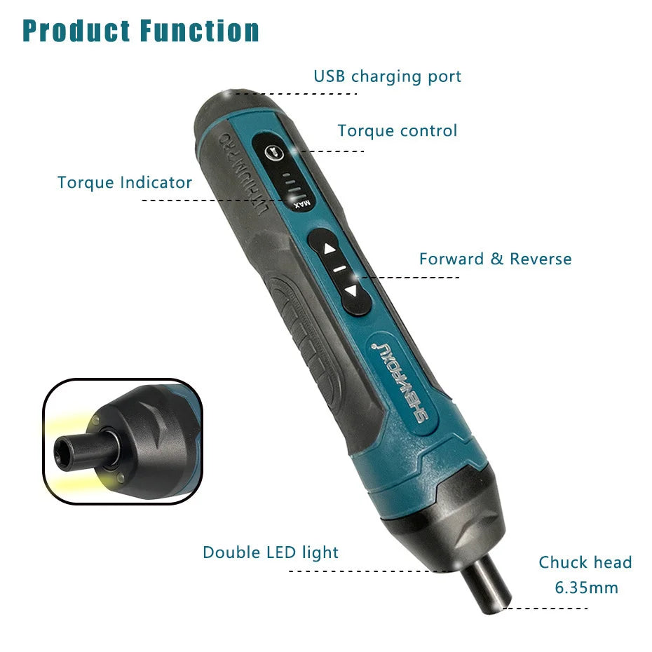 3.6V Cordless Electric Screwdriver Set – Rechargeable Mini Drill