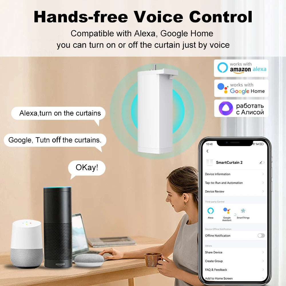 Tuya Smart 155MM Electric Curtain Motor – ZigBee/WiFi & Voice Control