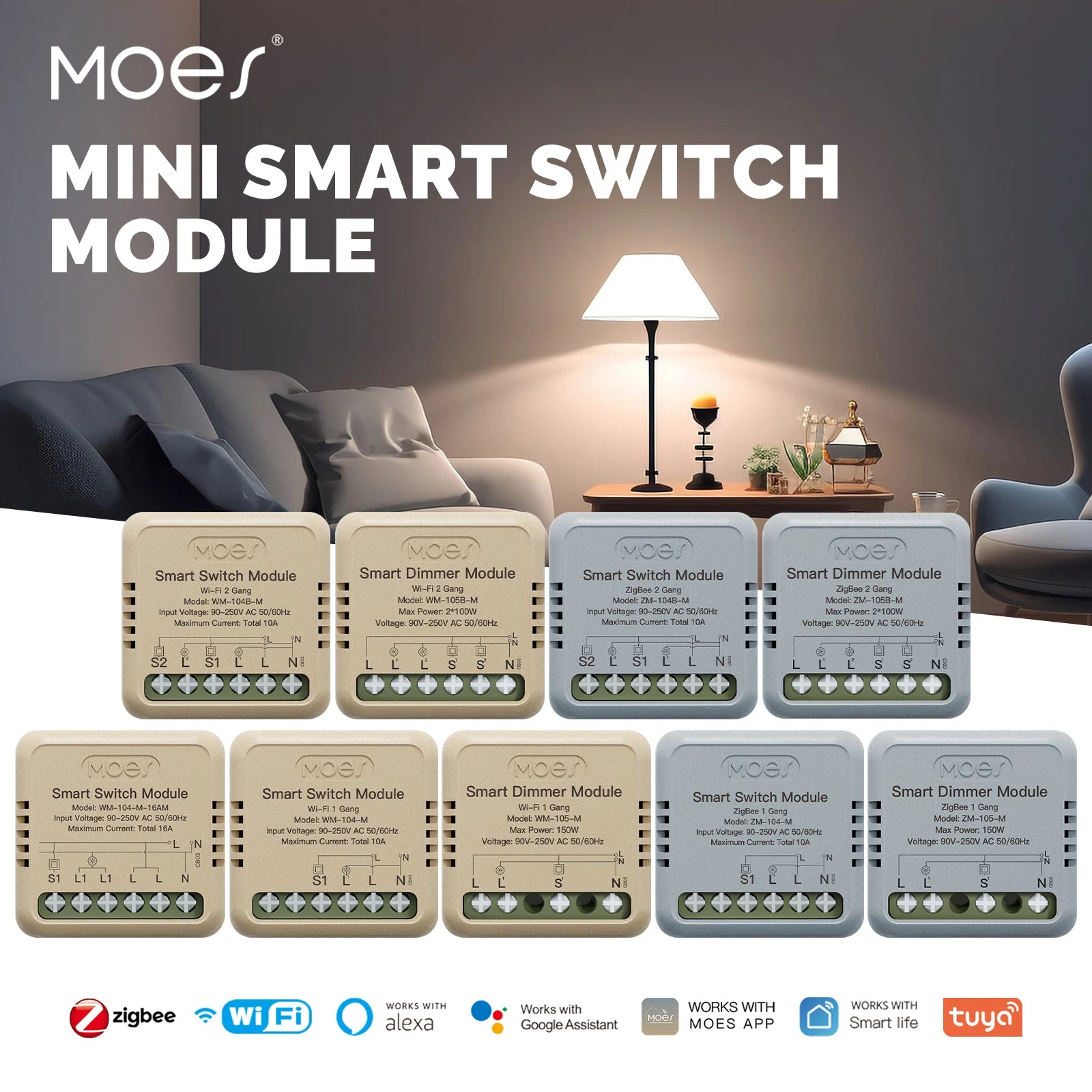 MOES Mini WiFi/Zigbee Smart Switch Module
