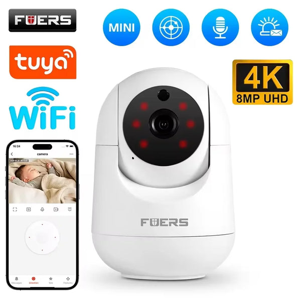 Fuers 8MP 4K Indoor WiFi IP Camera – Tuya Smart Auto-Tracking Baby Monitor
