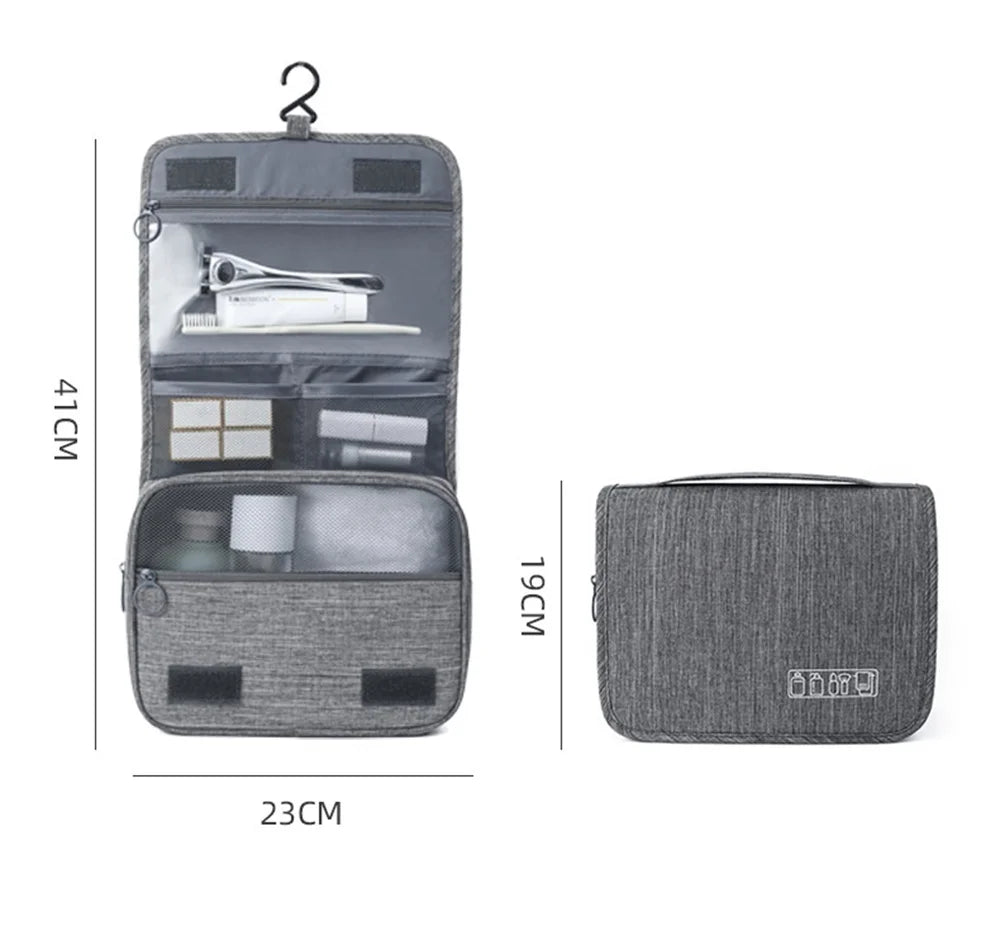 Portable Waterproof Toiletry Bag with Hanging Hook – Large Capacity Travel Makeup Organizer for Men & Women