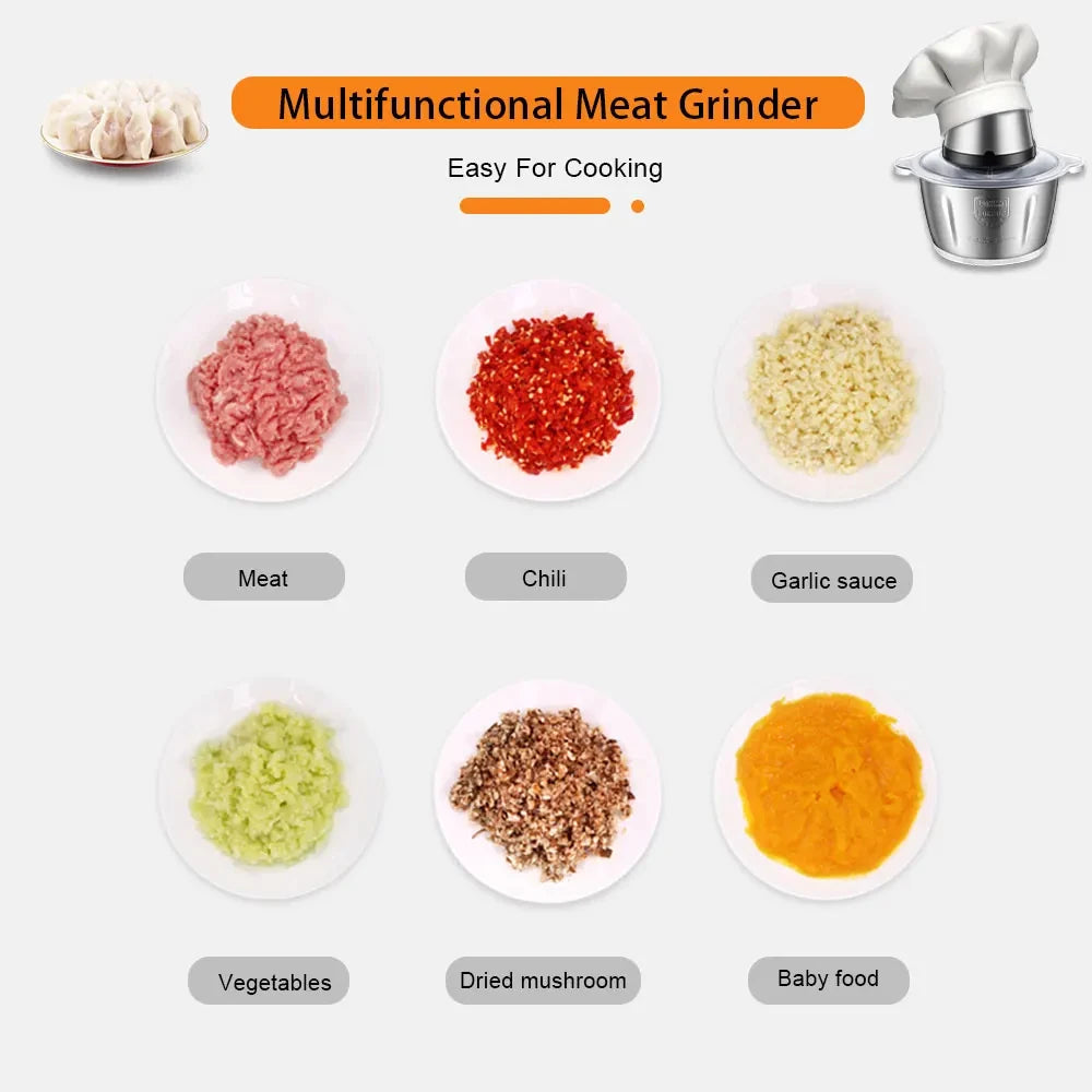 Electric Meat Grinder & Food Chopper Stainless Steel