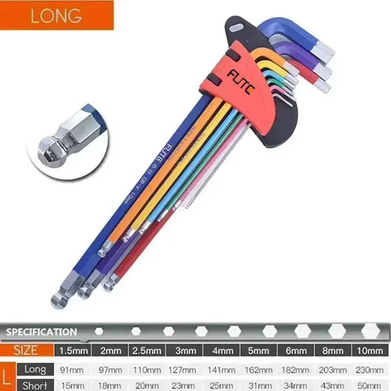 9PCS Long Arm Hex Allen Key Wrench Set (1.5–10mm)