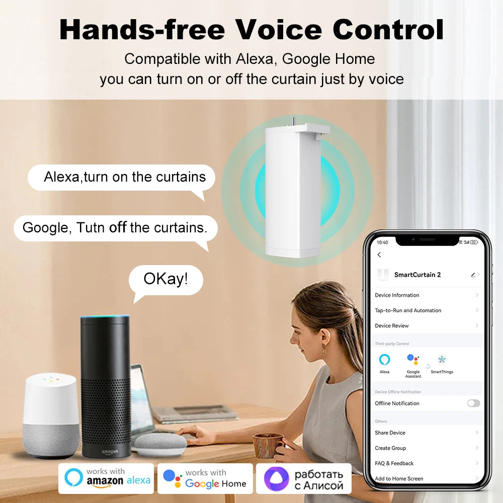 Tuya Smart 155MM Electric Curtain Motor – ZigBee/WiFi & Voice Control