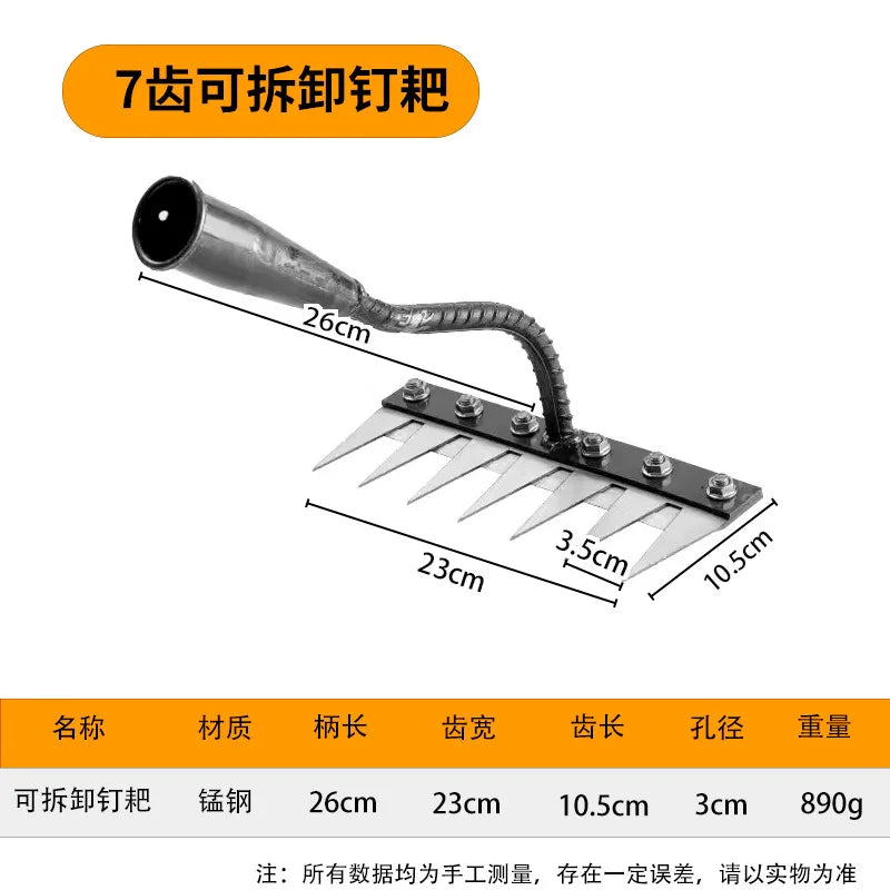 Carbon Steel Garden Hand Rake (5–8 Teeth)