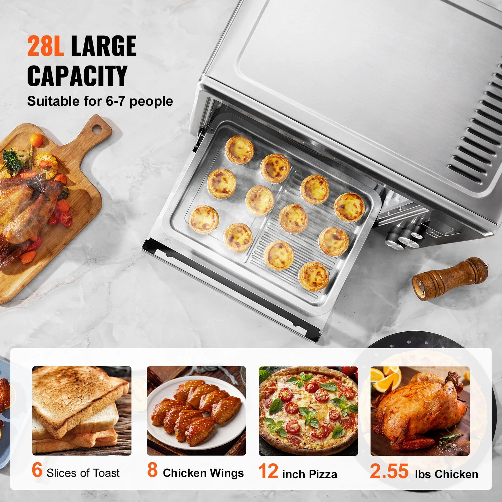 SucceBuy 10-in-1 Countertop Convection Oven 28L