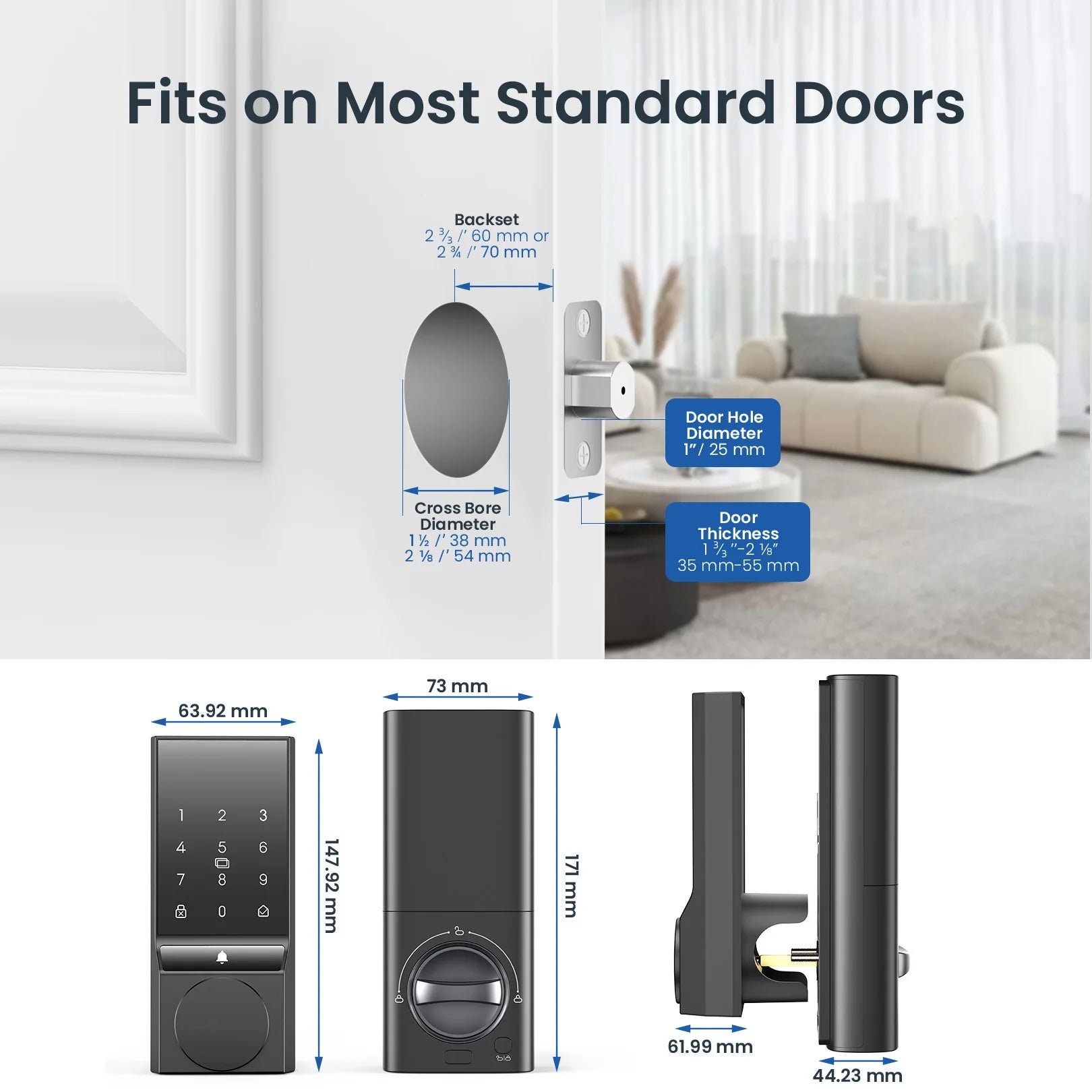 Smart WiFi Door Lock with Doorbell – Keyless Entry & Auto-Lock