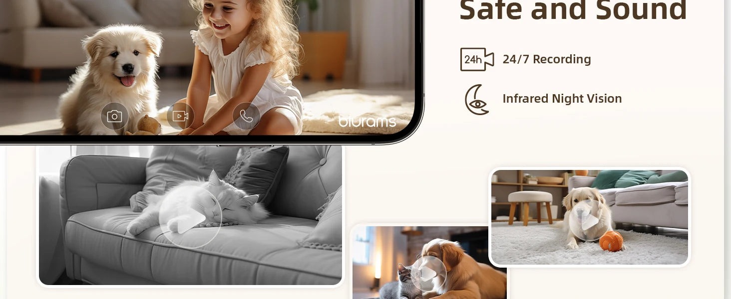 Blurams 2K Indoor WiFi Camera – 360° PTZ, Night Vision, 2-Way Talk