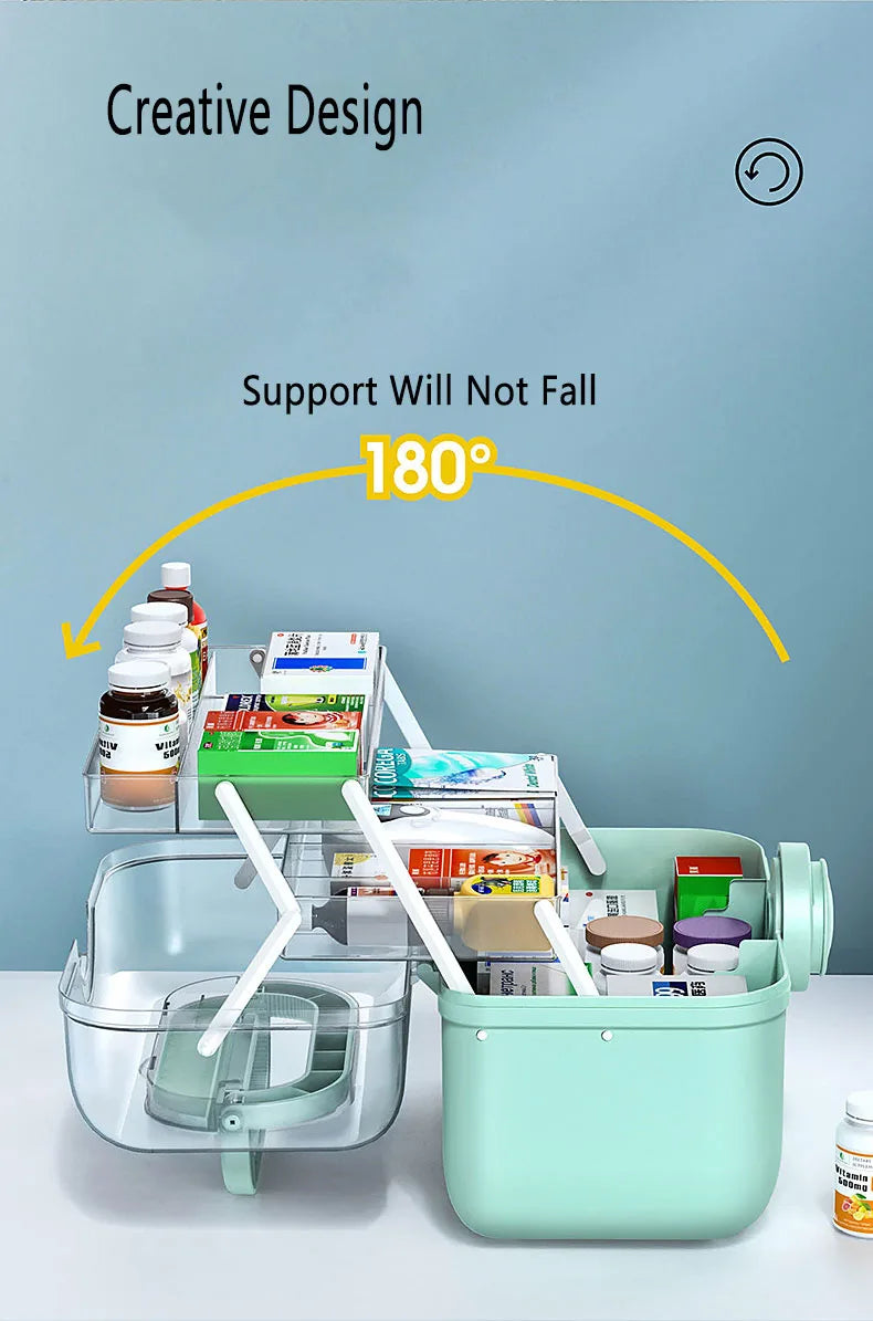 Large Capacity Medicine Storage Box – Portable First Aid Organizer