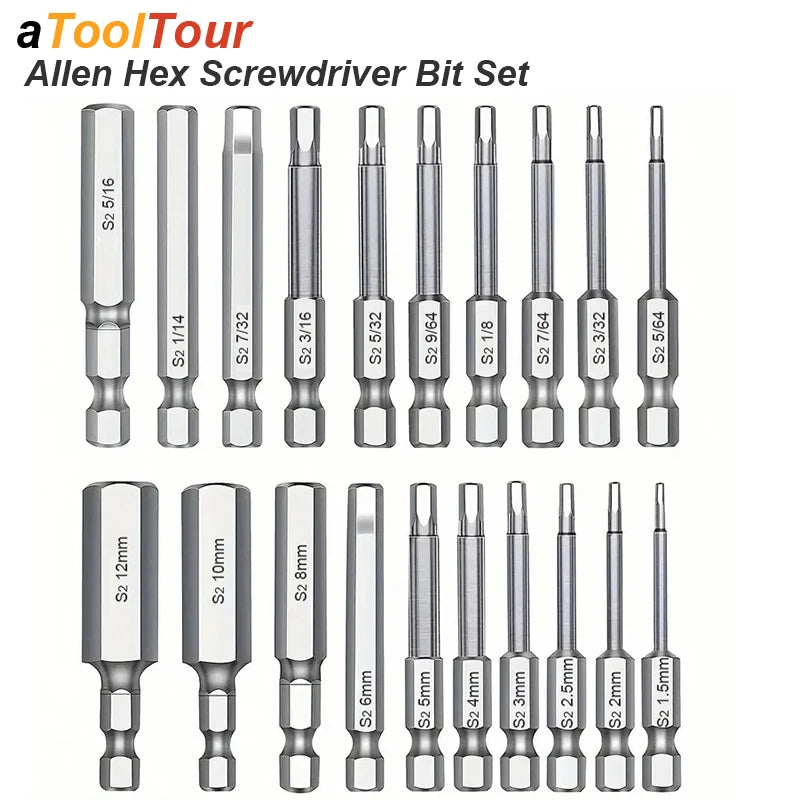 Magnetic Hex Head Allen Wrench Bit Set – Metric & SAE