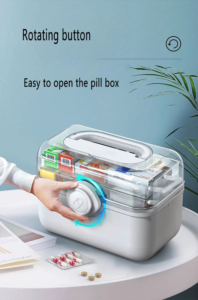 Large Capacity Medicine Storage Box – Portable First Aid Organizer