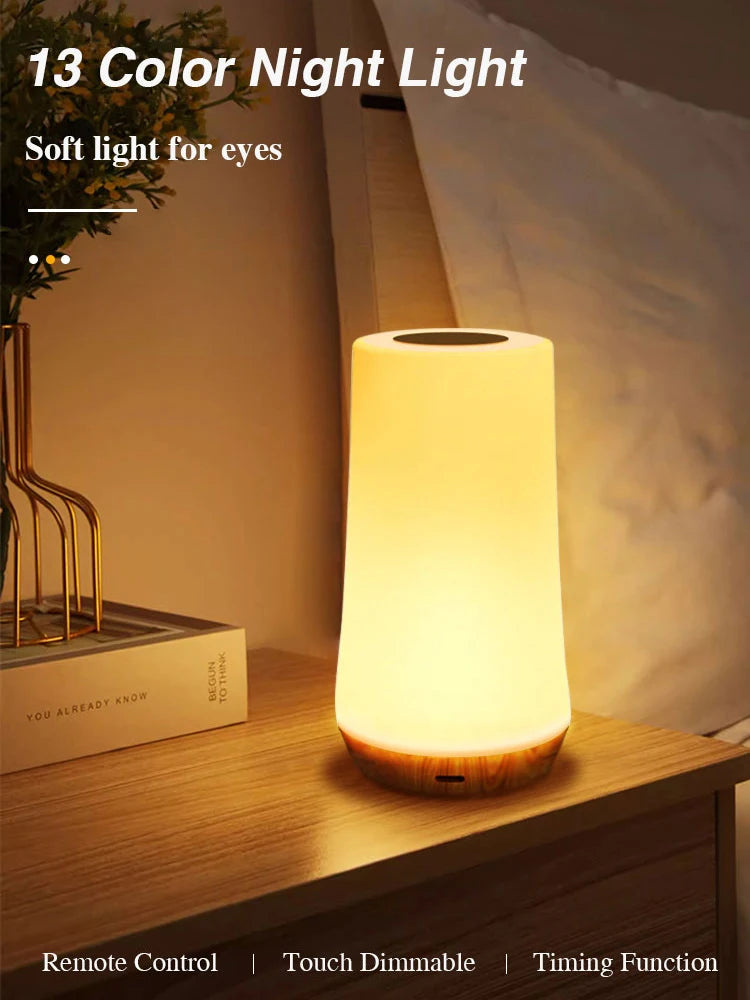 RGB LED Night Light – 13-Color Touch & Remote Control Lamp
