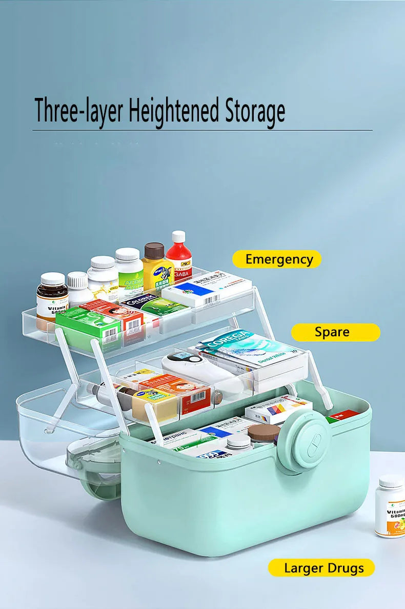 Large Capacity Medicine Storage Box – Portable First Aid Organizer