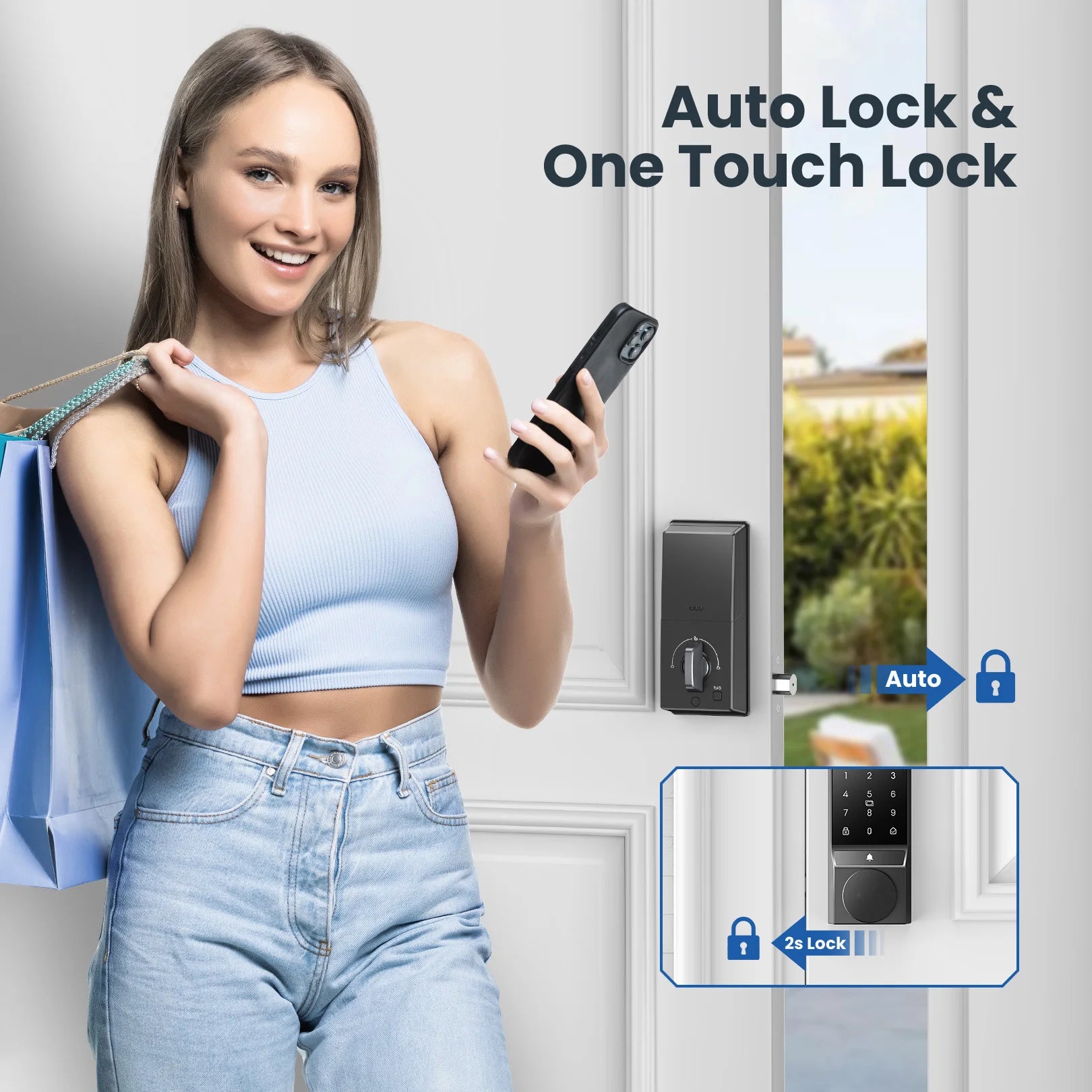 Smart WiFi Door Lock with Doorbell – Keyless Entry & Auto-Lock