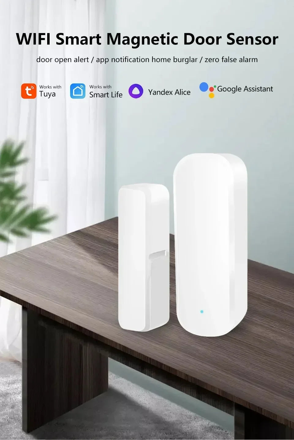Tuya WiFi/ZigBee Smart Door & Window Sensor – Open/Close Detector