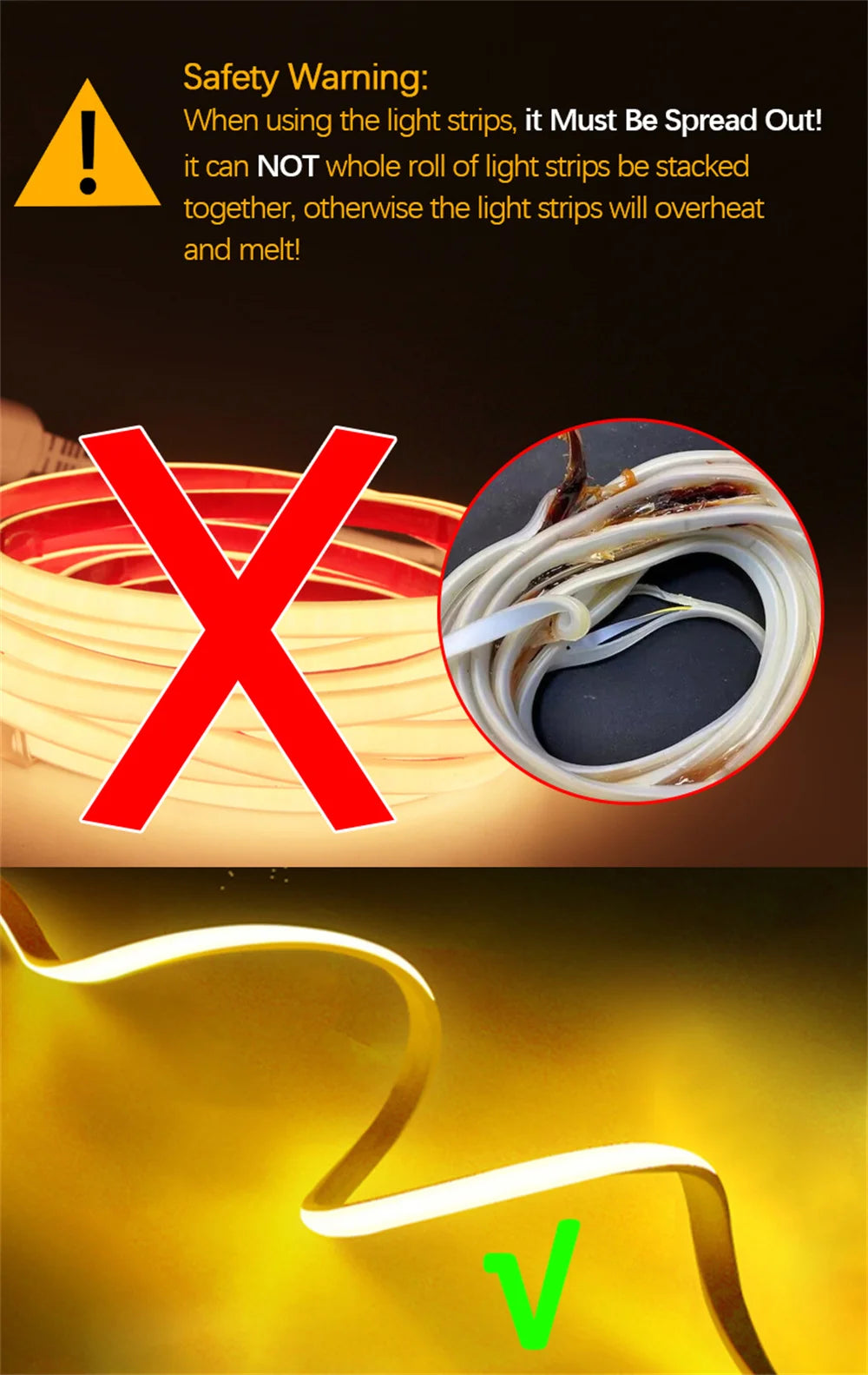 220V COB Waterproof LED Strip Lights