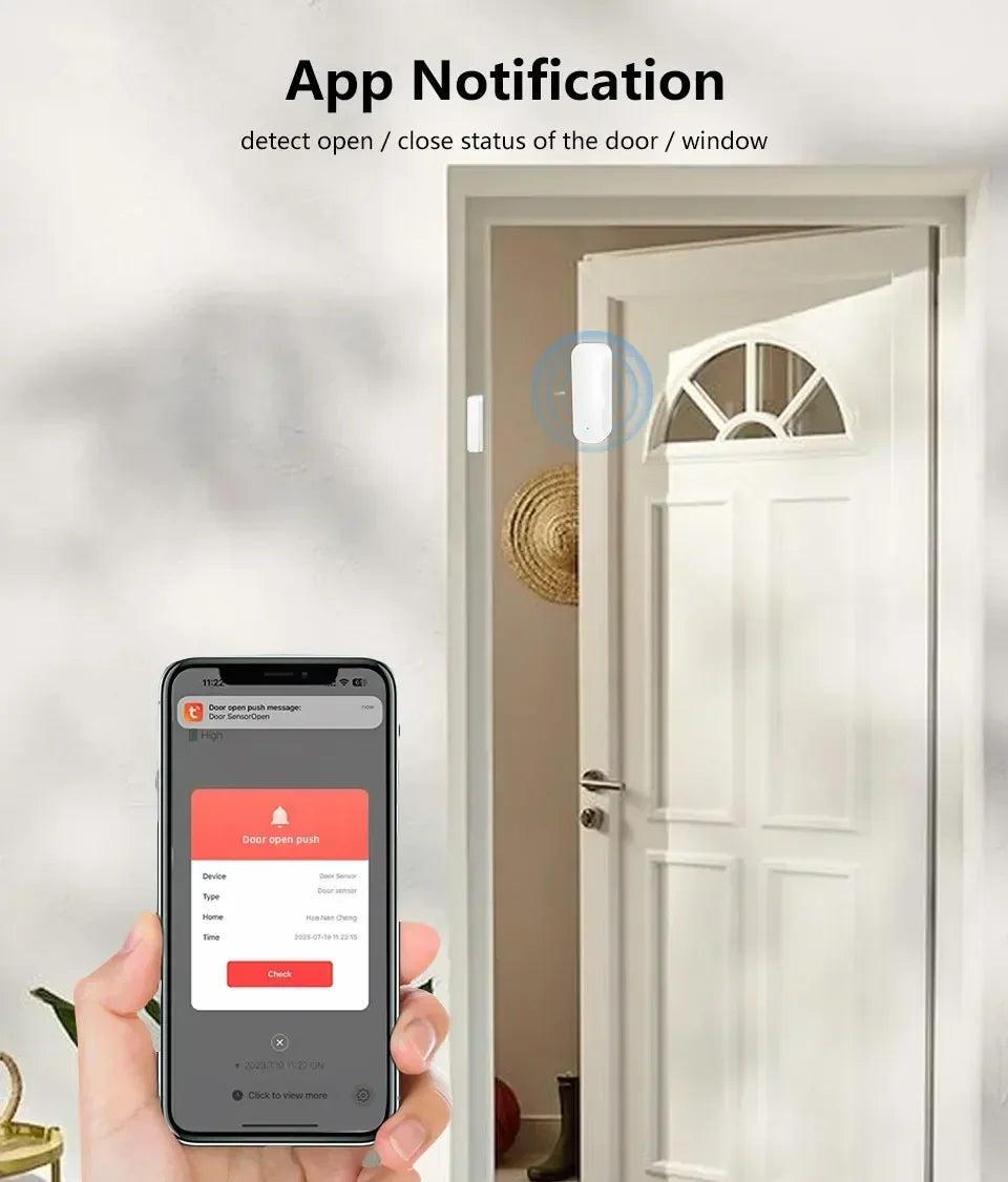 Tuya WiFi/ZigBee Smart Door & Window Sensor – Open/Close Detector