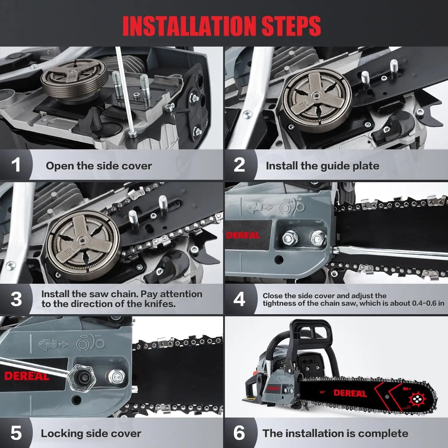 62CC 20" Gas Chainsaw – 3.4HP 2-Stroke Engine