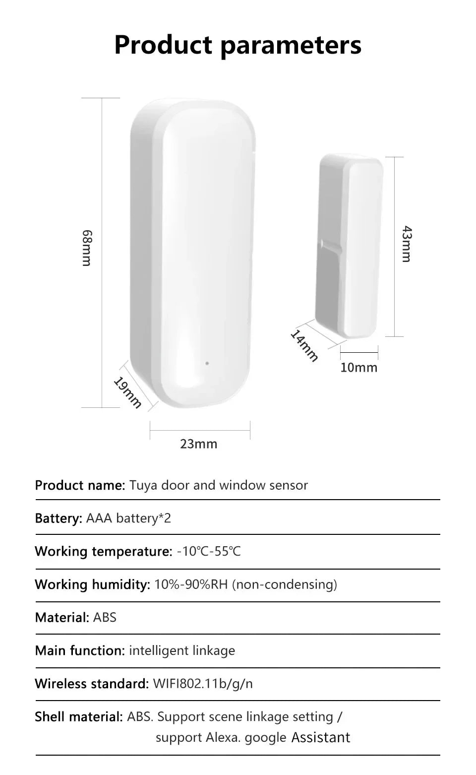 Tuya WiFi/ZigBee Smart Door & Window Sensor – Open/Close Detector