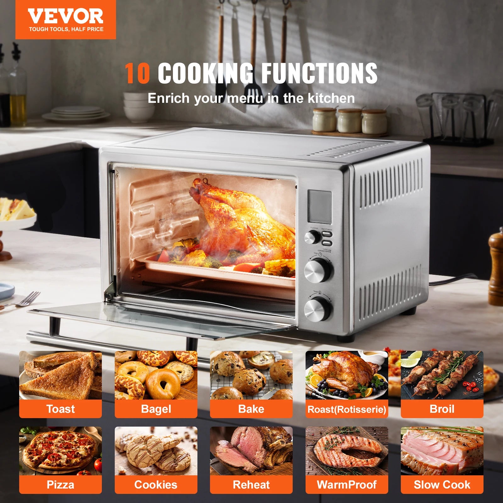 SucceBuy 10-in-1 Countertop Convection Oven 28L