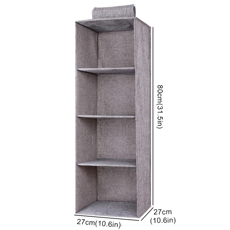 Cotton Linen Hanging Wardrobe Organizer – Collapsible Storage Shelf