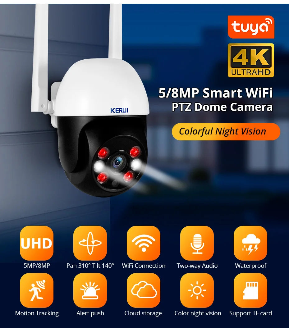 KERUI 10MP 5K Dual-Lens PTZ WiFi Security Camera
