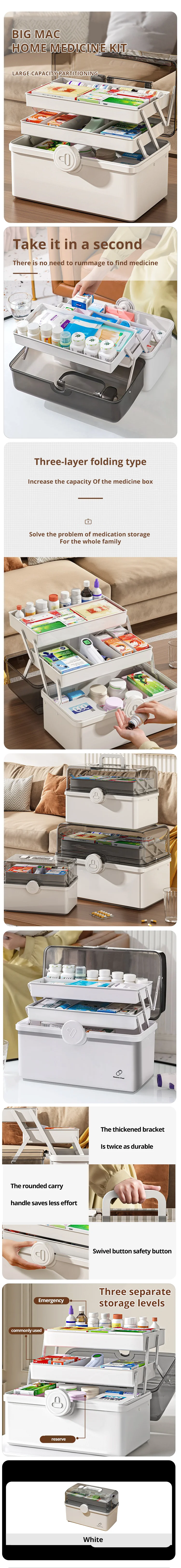 White Large Capacity Medicine Box – Multi-Layer Home Organizer