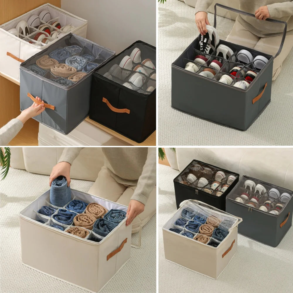Foldable Shoe Storage Box – Sneaker Organizer & Shoe Rack Cabinet