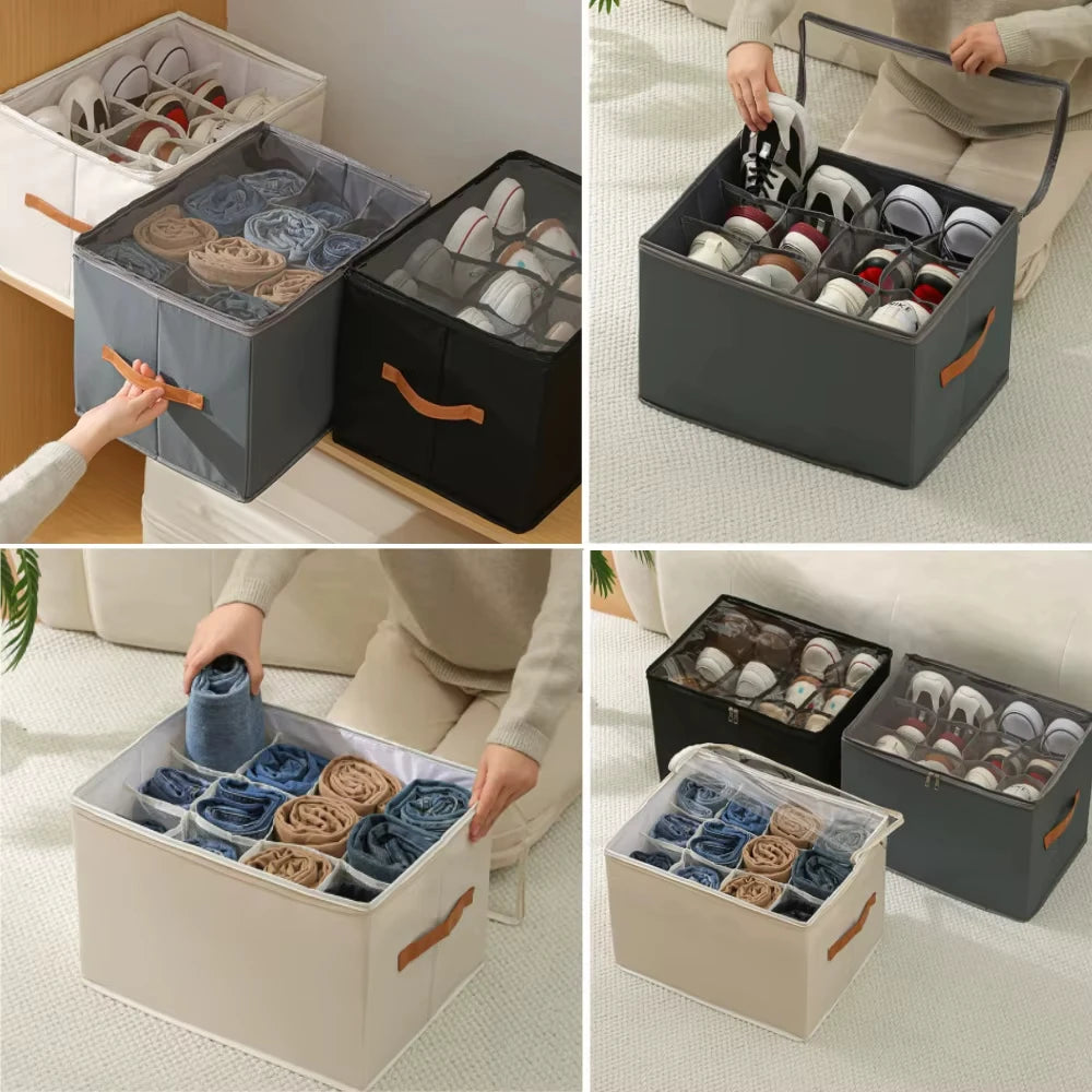 Foldable Shoe Storage Box – Sneaker Organizer & Shoe Rack Cabinet