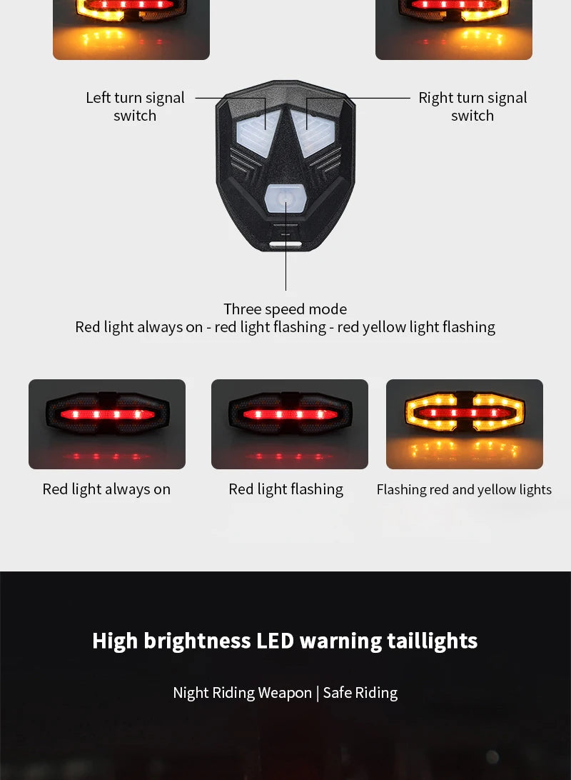 USB Rechargeable Wireless Bike Turn Signals