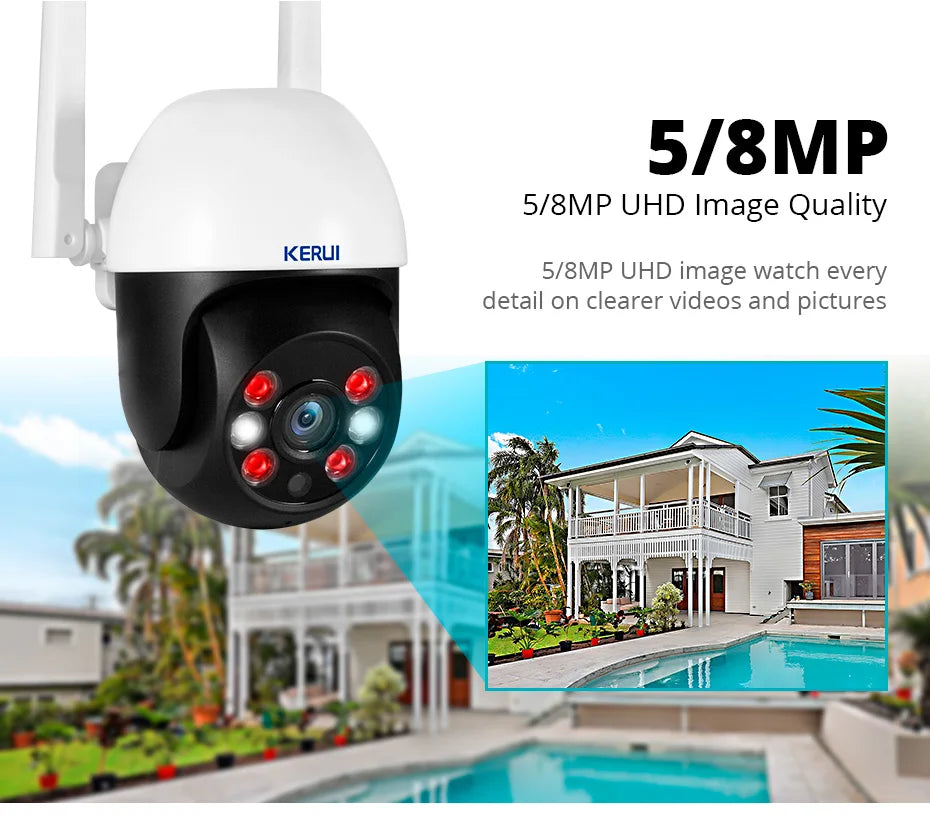 KERUI 10MP 5K Dual-Lens PTZ WiFi Security Camera