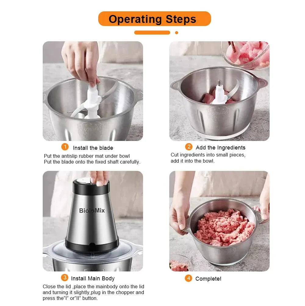 Electric Meat Grinder & Food Chopper Stainless Steel