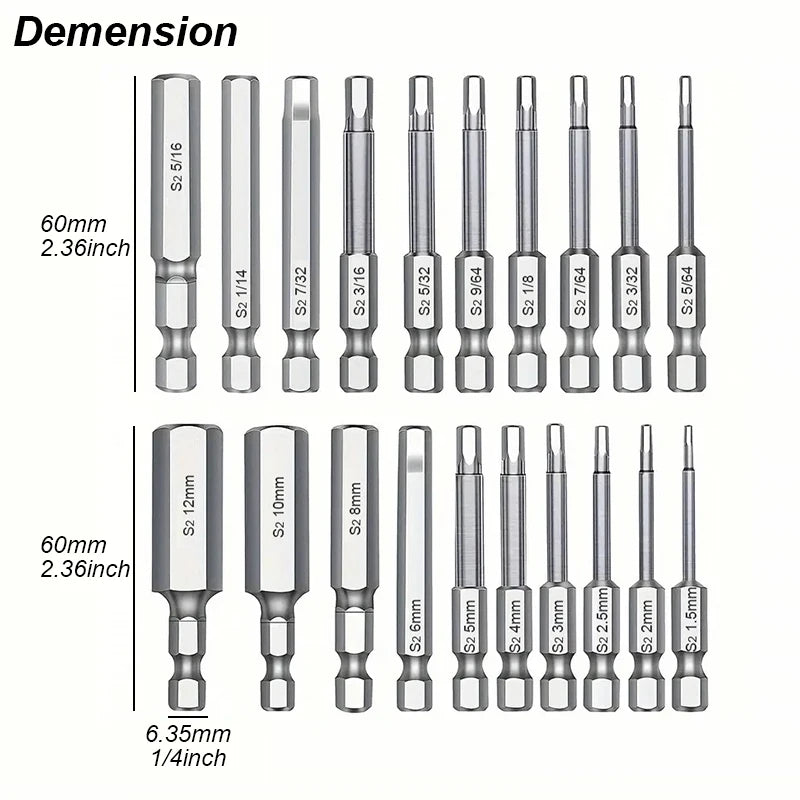 Magnetic Hex Head Allen Wrench Bit Set – Metric & SAE