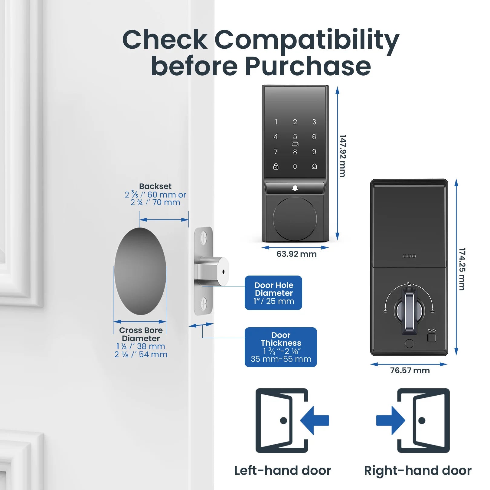 Smart WiFi Door Lock with Doorbell – Keyless Entry & Auto-Lock