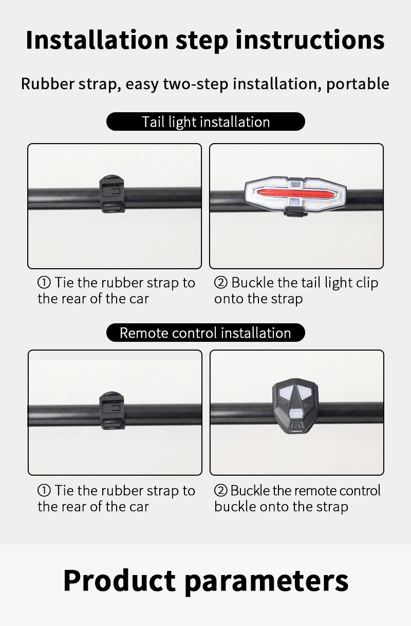 USB Rechargeable Wireless Bike Turn Signals