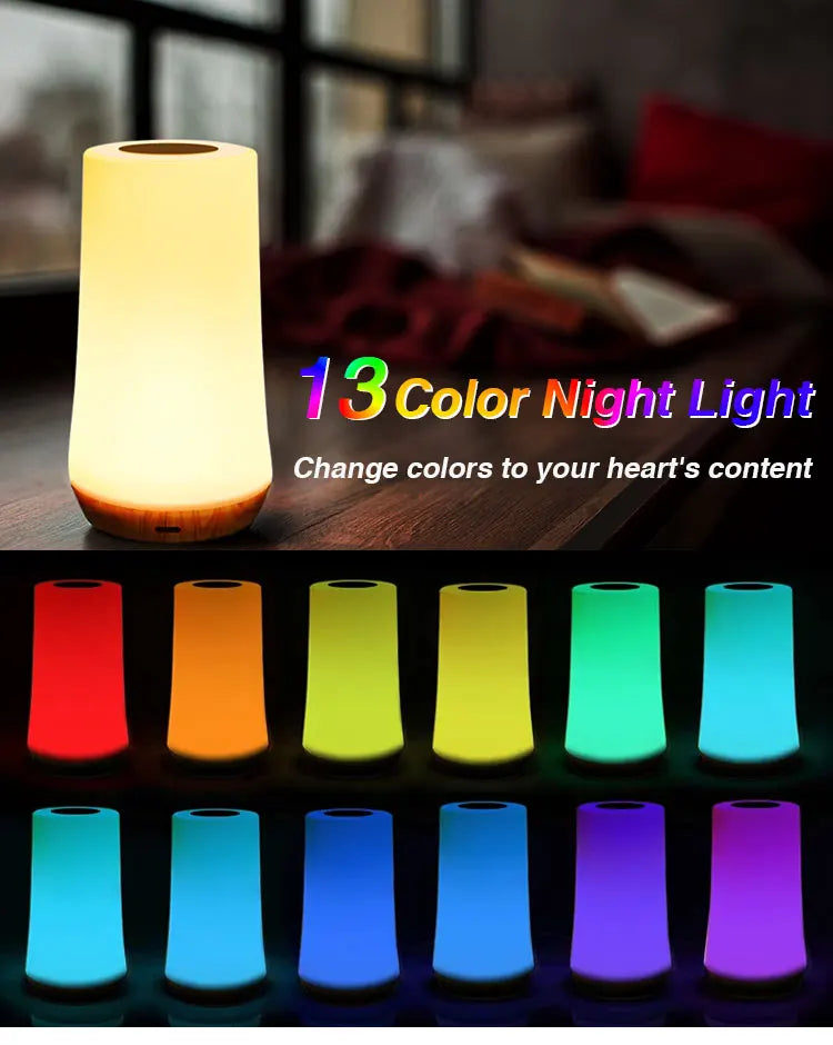 RGB LED Night Light – 13-Color Touch & Remote Control Lamp