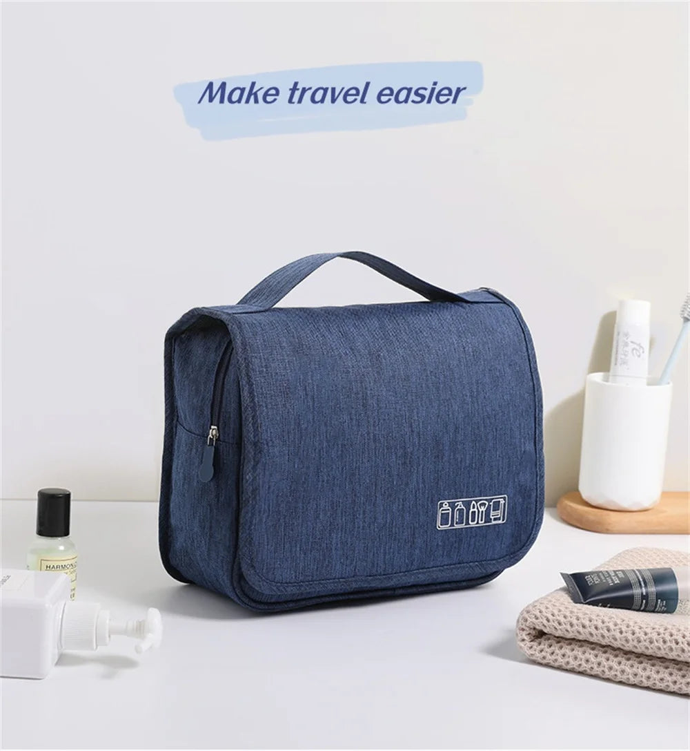 Portable Waterproof Toiletry Bag with Hanging Hook – Large Capacity Travel Makeup Organizer for Men & Women